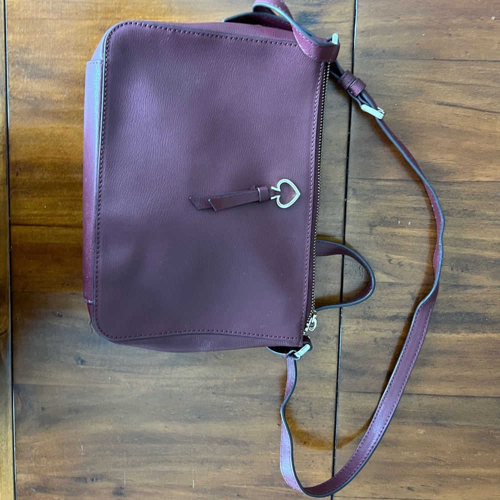 NWOT Burgundy Crossbody Bag with Heart Detail
